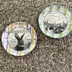 2 adorable dessert plates bunny And ducks 4”